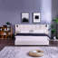 Très grand lit plateforme tapissier hydraulique en velours avec 2 tablettes, 2 lampes de lecture et port USB, beige-130161493