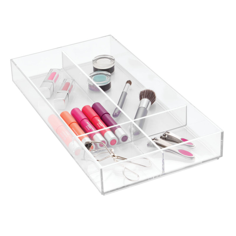 Clear Acrylic 4-Compartment Cosmetic Organizer, 16" x 8"