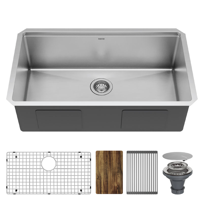 Évier de cuisine à cuve simple en acier inoxydable 32 "Elite