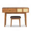 Ensemble coiffeuse 43,3 "en bois avec miroir rabattable et tabouret, coiffeuse avec trois tiroirs et espace de rangement, brun