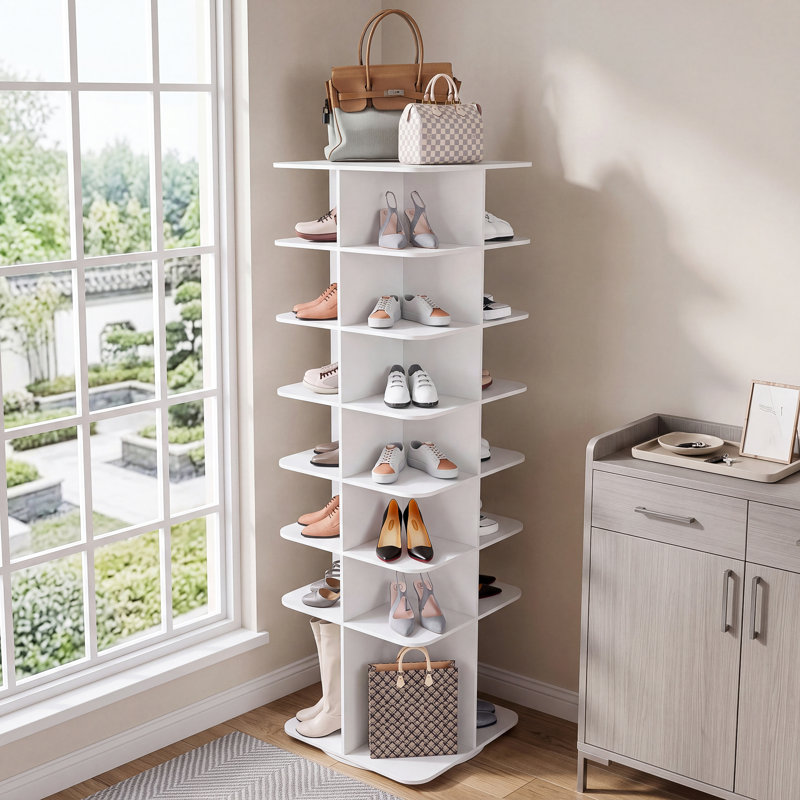 Mordern Rotating Shoe Rack Tower, Free Standing 360° Revolving Shoe Storage Rack, for entryway, living room, dressing room