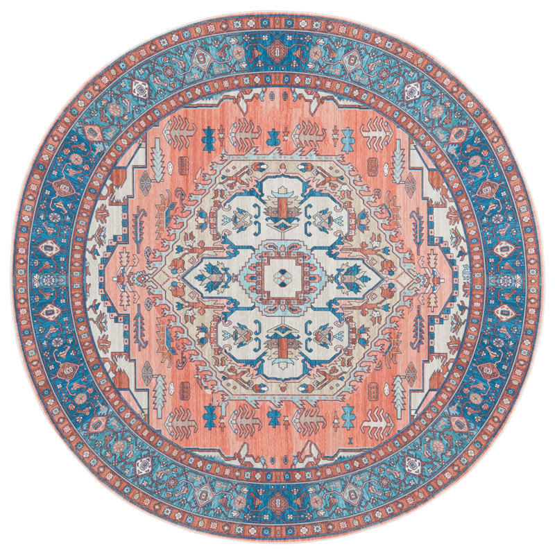 Rashem Performance Machine Washable Oriental Rug, Round 6'