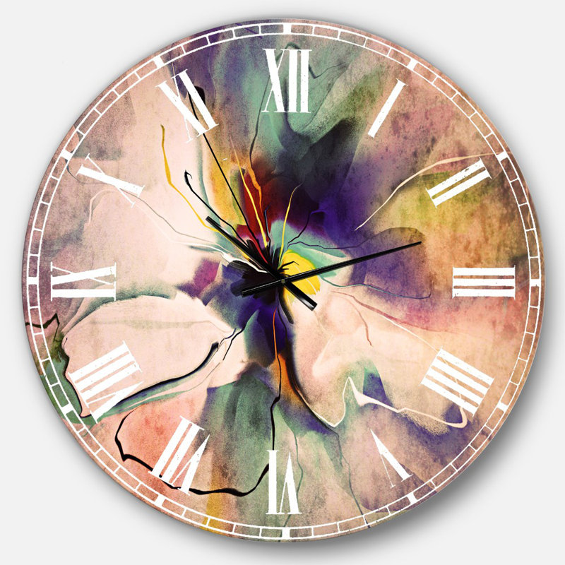 Abstrait fleur bleue créative - horloge murale moderne, Moyen