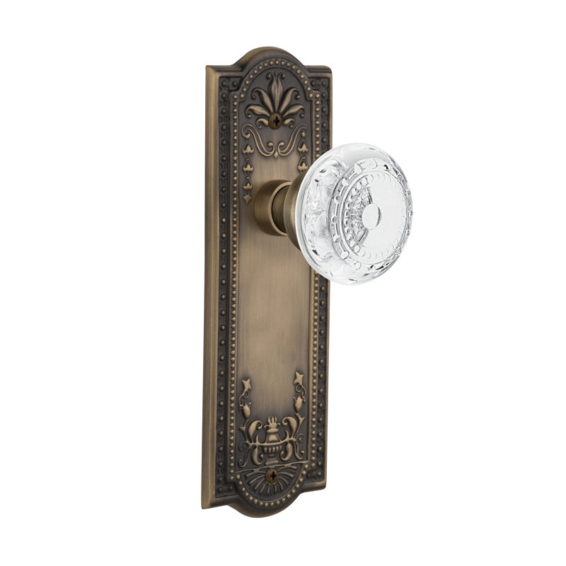 Meadows Plate with Crystal Meadows Knob, 2-3/8", Antique Brass