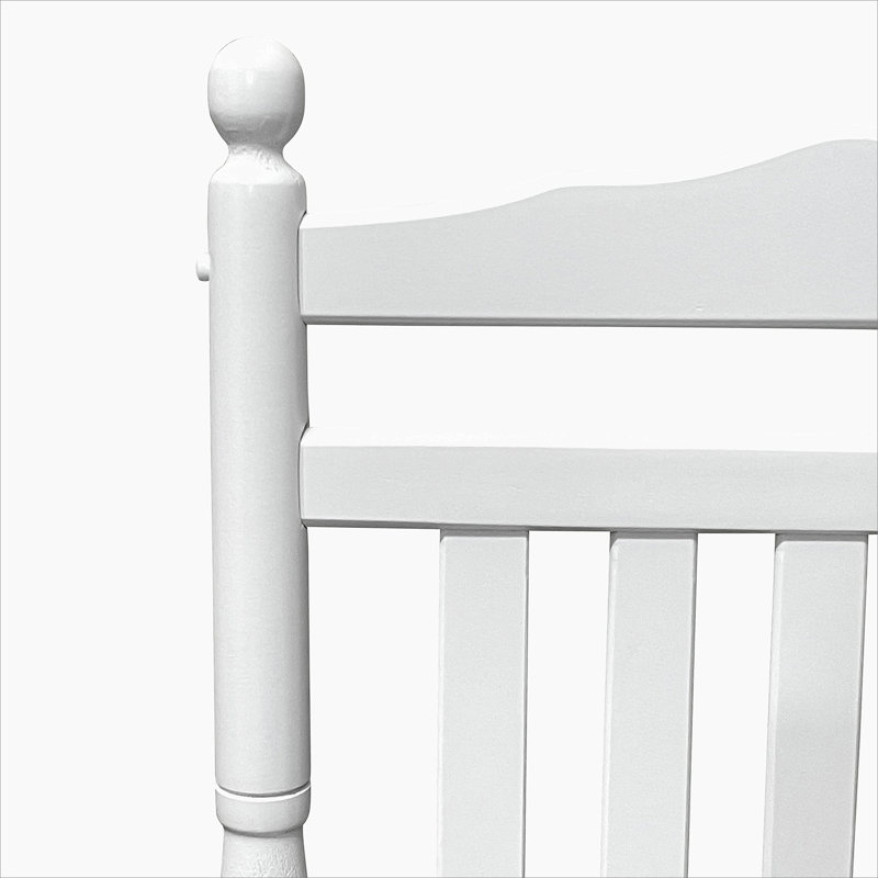 Balcony Porch Adult Rocking Chair, Solid Wood, Durable, Large Seat With Armrests, White