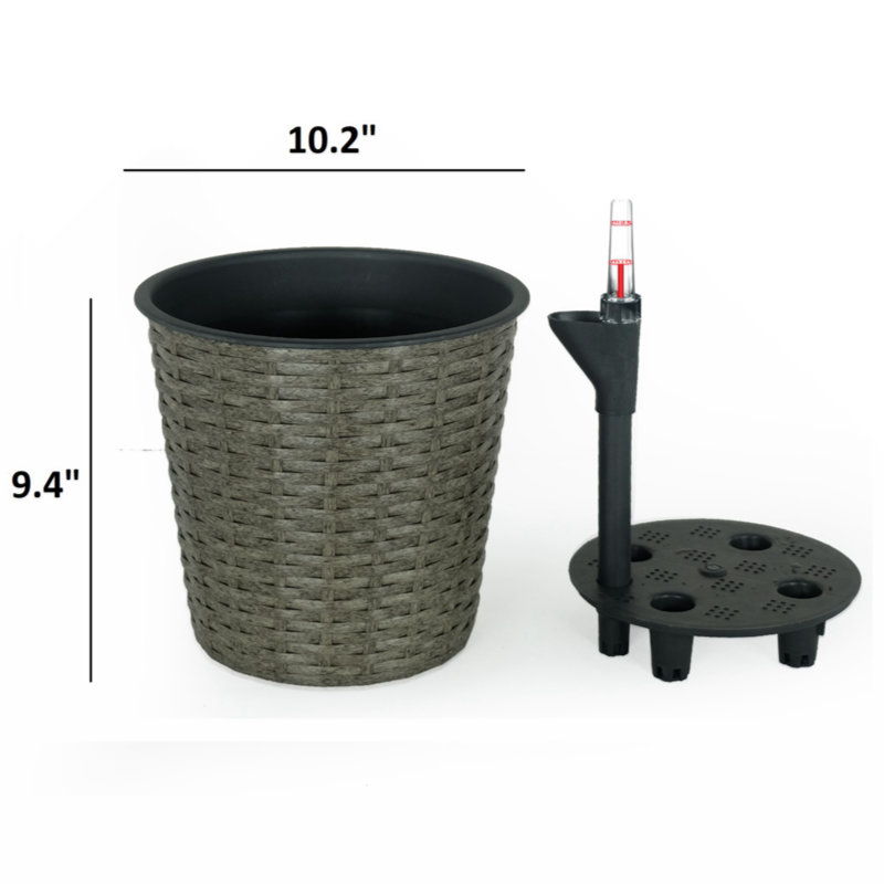 Barmore Pot Planter, 9.4" H x 10.2" W x 10.2" D, Gray