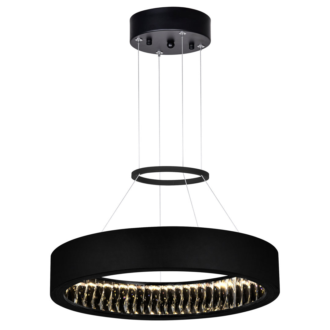 Matte Black LED Chandelier – Modern Minimalist Dimmable Ceiling Light Fixture Orren Ellis 