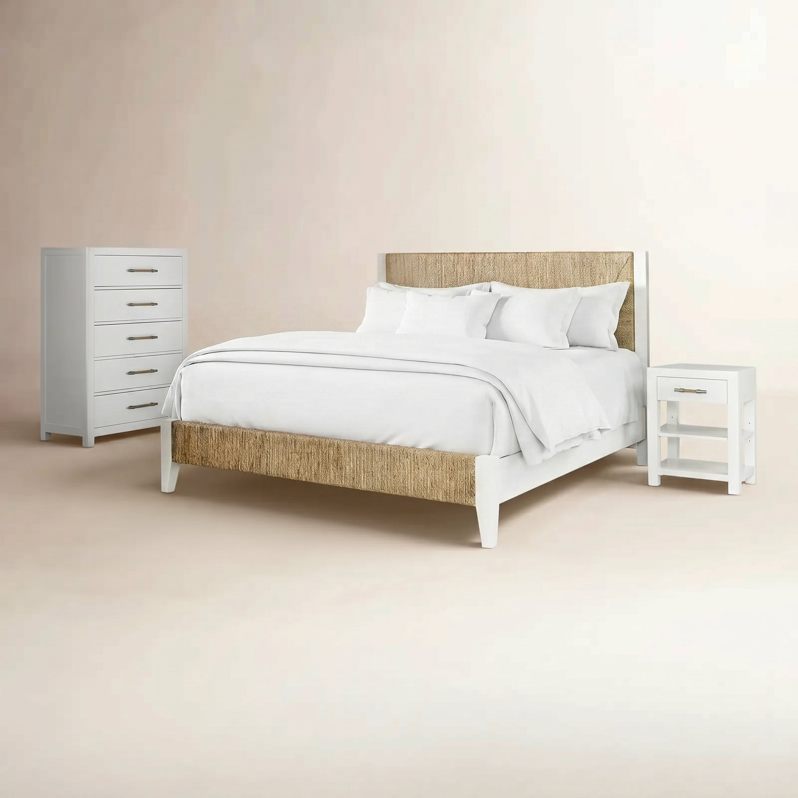 Lana Bedroom Set With White Chest And Nightstand, Queen