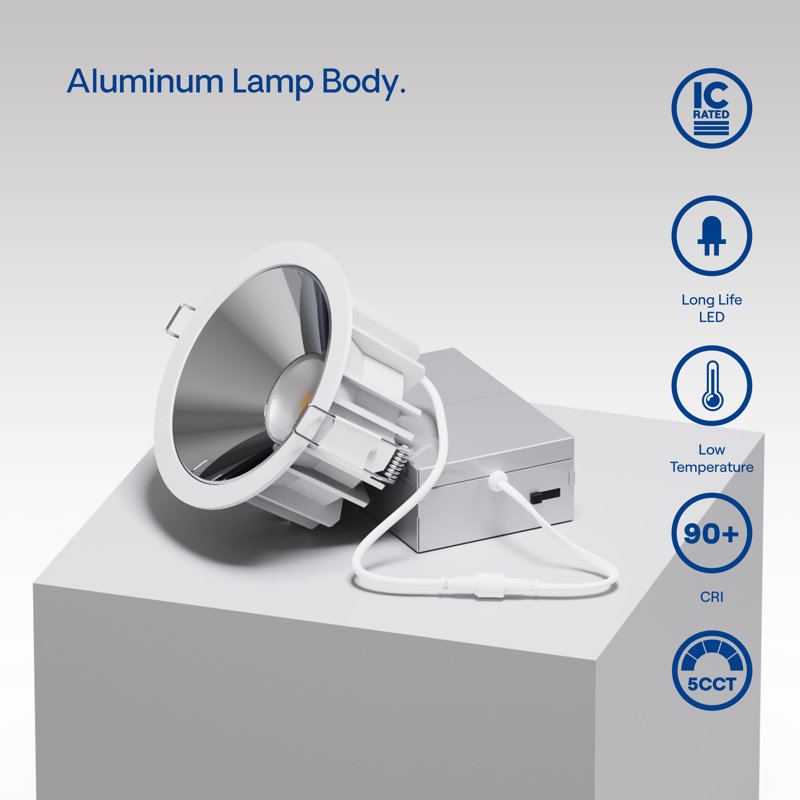 4" Recessed LED, 12W, 36 Degree Beam Angle, 5CCT Selectable, 0-10V Dimmable, 120-277V