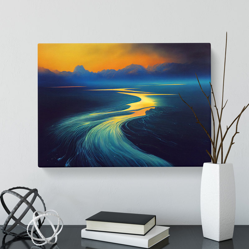 Golden Mountain River - Wrapped Canvas, 35cm H x 50cm W x 3cm D