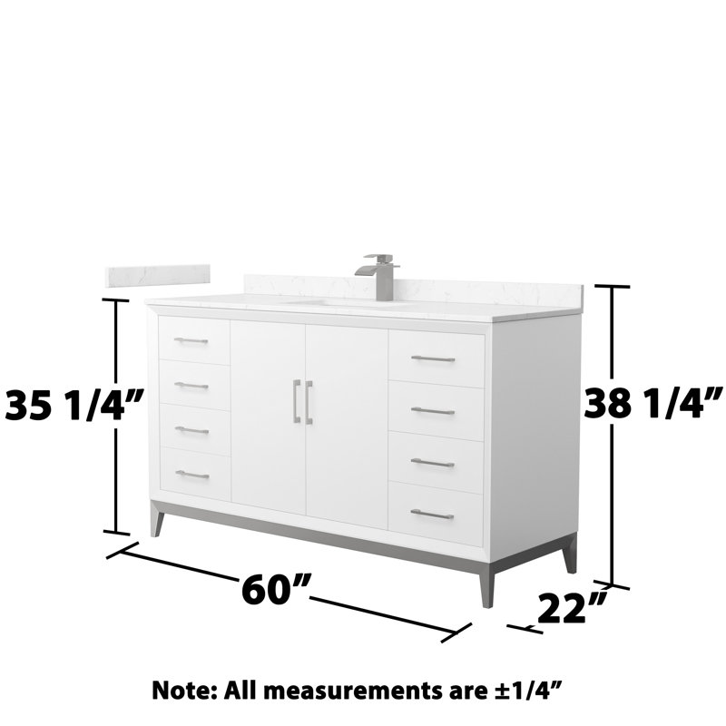 Amici Single Bathroom Vanity Set, Brushed Nickel, 48", Carrara Marble (White)