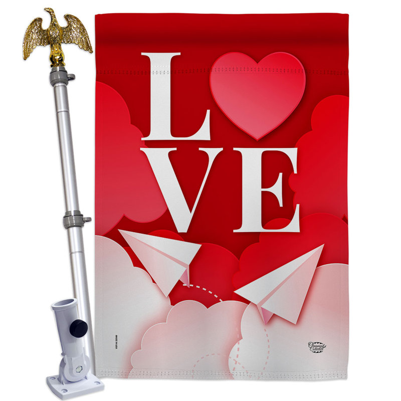 Double Sided 40'' H x 28'' W Polyester Valentine's Day Flag Set