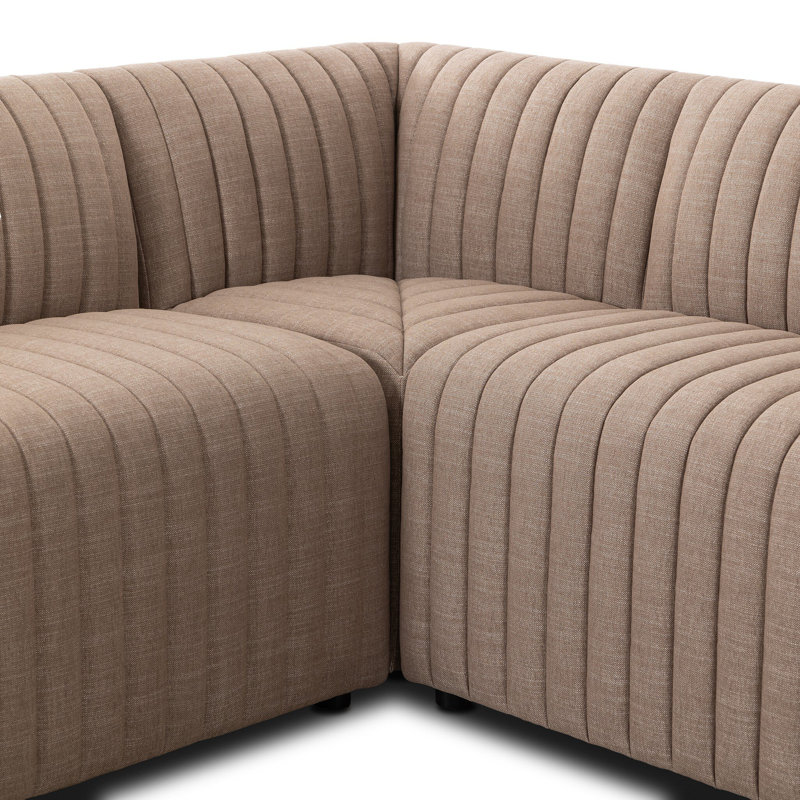 Augustine Modular Corner Sectional, Crypton Nomad Taupe Polyester Blend, 31.5" H x 91.5" W x 66.5" D