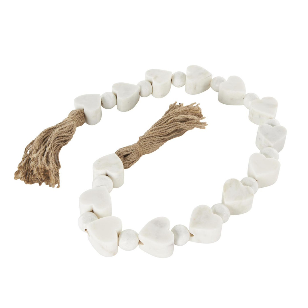 Cole And Grey Marble Handmade Beaded Heart Garland With Tassel With Knotted Jute Dakota Fields