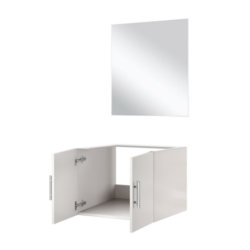 Meuble-lavabo simple.  et miroir, Blanc brillant