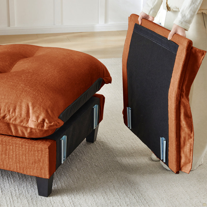 Canapé sans accoudoirs en chenille - orange, Orange