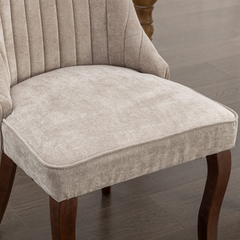 Chaise de salle à manger en rayonne en lin et flocage en lin pour chaise de salle à manger, Velours beige