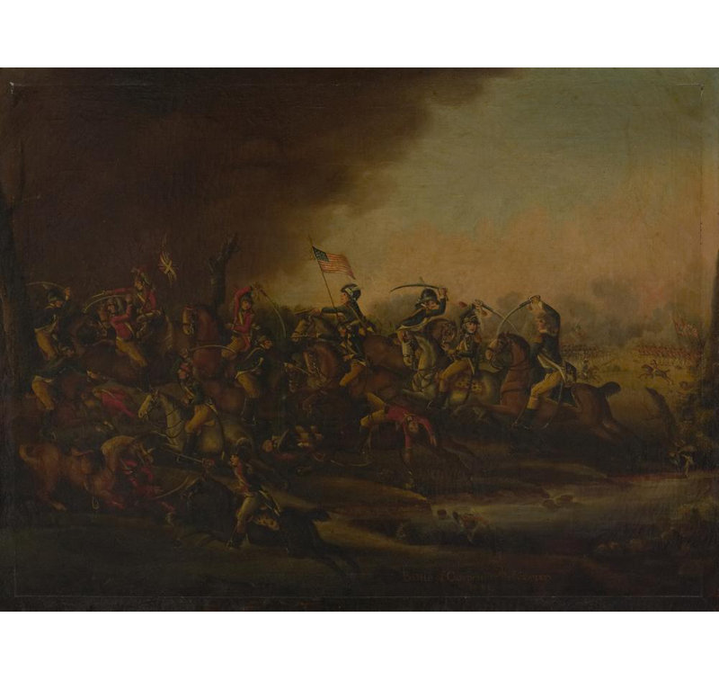 «Bataille de Cowpens» par Frederick Kemmelmeyer, reproduction d'art sur toile tendue avec châssis, H 33 po x l 48 po