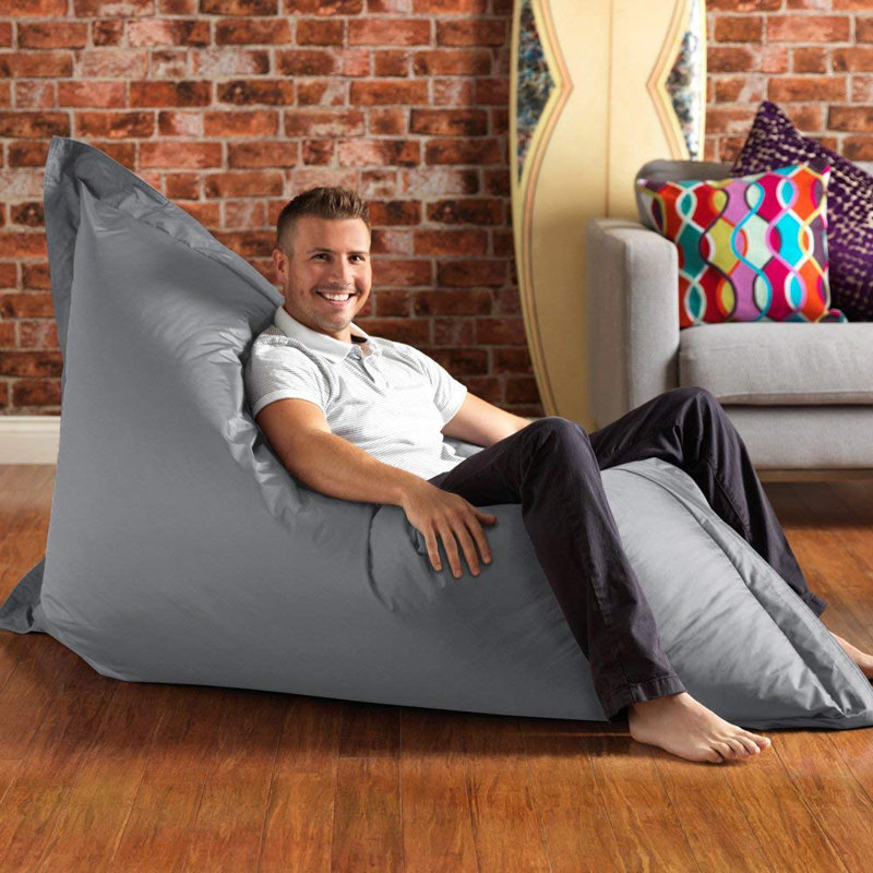 Polyester Outdoor Friendly Refillable Bean Bag Chair, Grey
