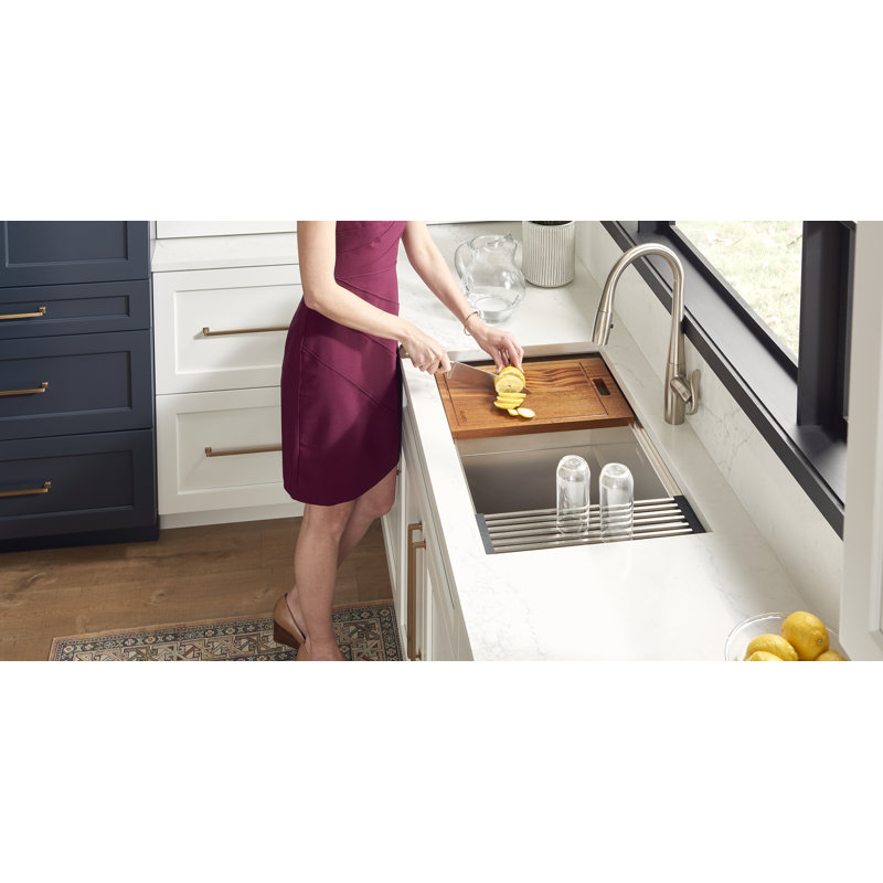 30" L x 19" W Undermount Kitchen Sink with Accessories, 19" L x 30" W