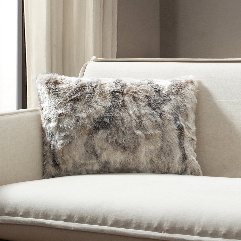  Housse de coussin lombaire en fausse fourrure singapourienne, Brown