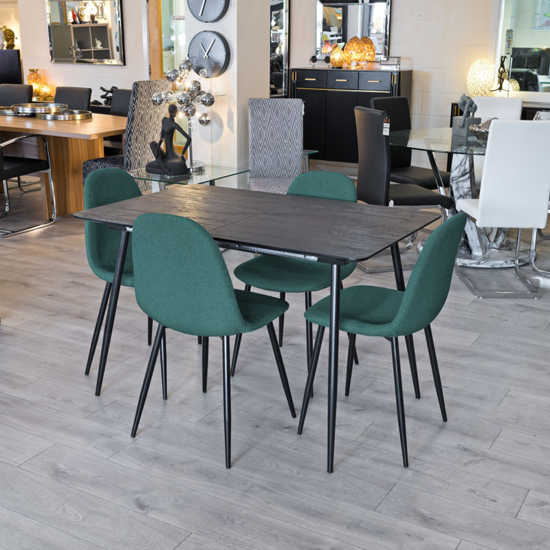 Abbottstown 4 - Person Dining Set, Black, Green