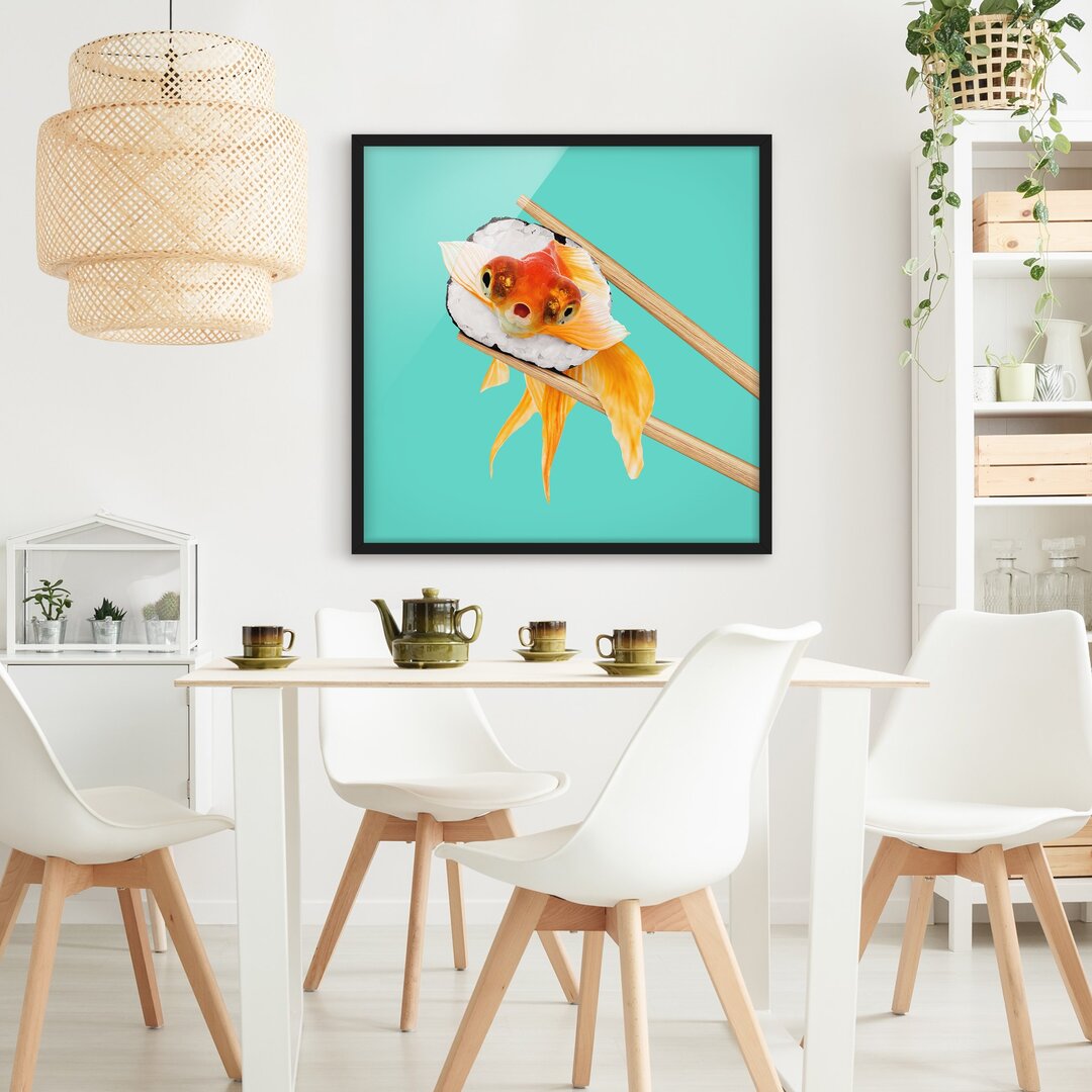 Gerahmtes Poster Sushi mit Goldfisch von Jonas Loose