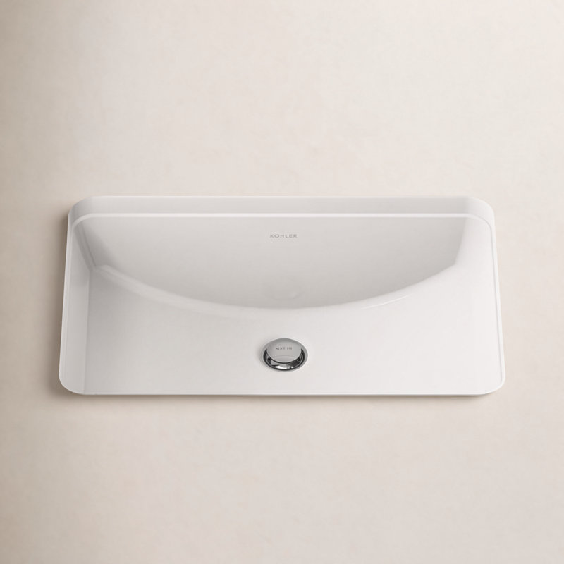 Ladena® Finish Vitreous China Rectangular Undermount Bathroom Sink with Overflow, White