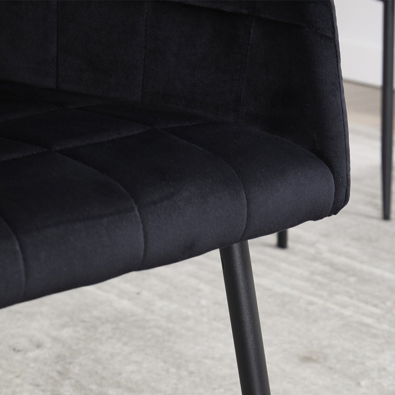 Kilduff Velvet Upholstered Dining Chair with Armrests, Noir, noir, noir, noir, 2