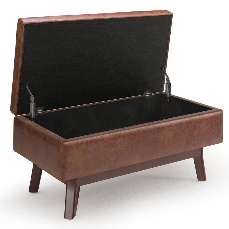 Owen 36"W Upholstered Mid-Century Modern Rectangular Lift-Top Ottoman with Tufted Detail
