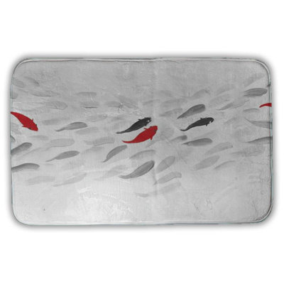 Swimming fish wave Bath Mat with Non-Slip Backing - Quick Dry Memory Foam Bathroom Rug - Absorbent - Modern Plush Spa-Style - Machine Washable
