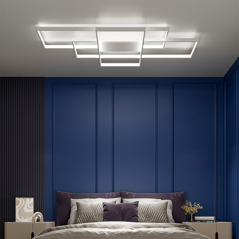 3-Light Rectangular LED Semi Flush Mount Ceiling Light, 9" H x 110" W x 62.5" D
