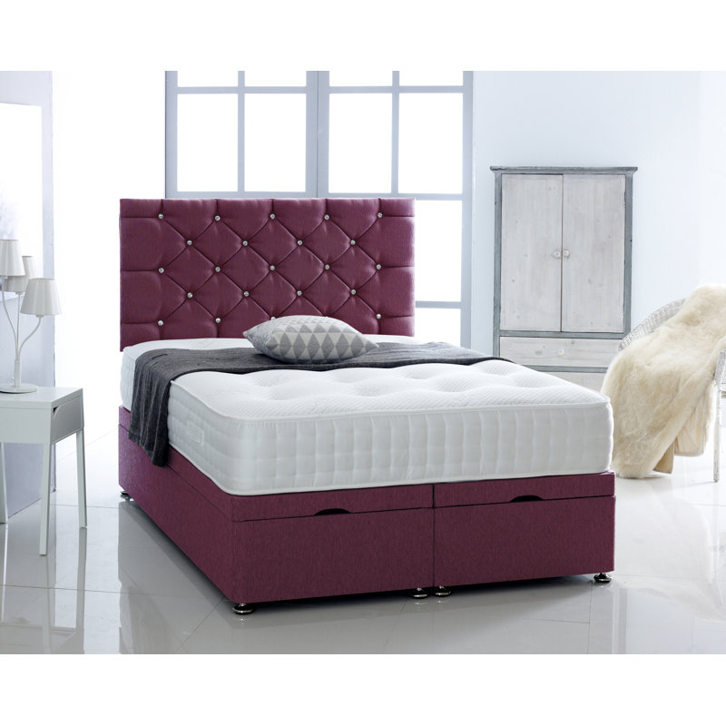 Fidler Upholstered Ottoman Storage Bed, Single (3'), Aubergine