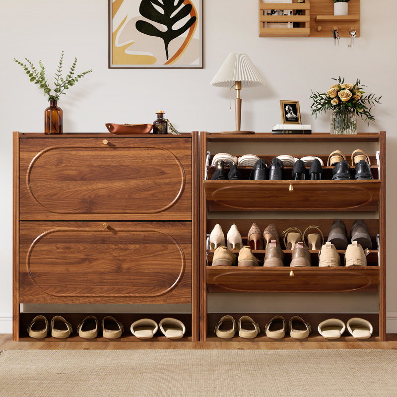 20 Pair Shoe Storage Cabinet, Walnut