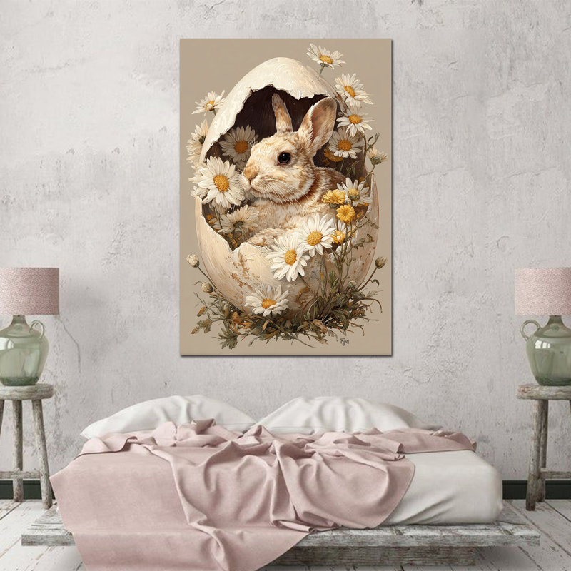  Art mural sur toile de lapin de Pâques - photos de lapins pour photos de printemps, art mural sur toile de Pâques pour décoration murale, impressions sur toile encadrées, 24 po x 36 po