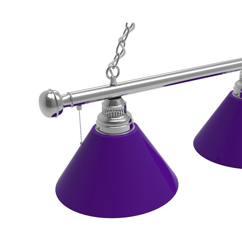 3 - Light Pool Table Lights Pendant, Chrome, Purple