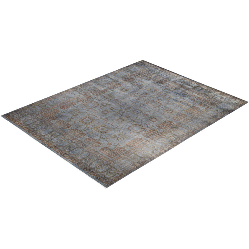 Tapis unique en laine gris 9 pi 3 po x 12 pi Huckstep