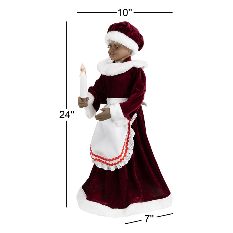 African American Animated Mrs. Claus With Lighted Candle And Music Christmas Figure
