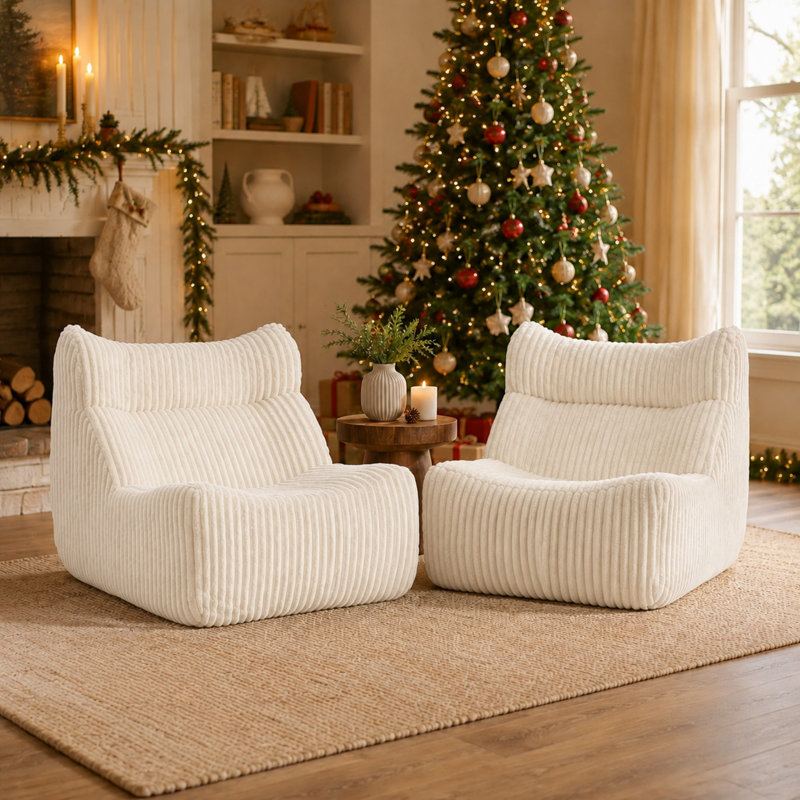 Fauteuil à billes en mousse viscoélastique pour adultes Giant, L 35,4 po, Blanc