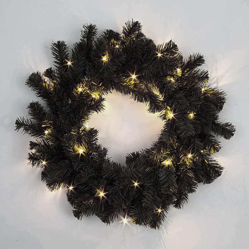 Faux Lighted PVC 21.65cm Christmas Wreath, Warm White