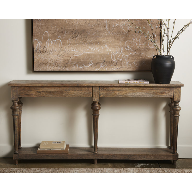 Console en bois massif Micky, Enduit noir, H 35 po x l 72 po x P 12 po