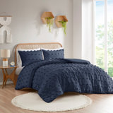 Luxurious Navy Jacquard Comforter Set For All-season