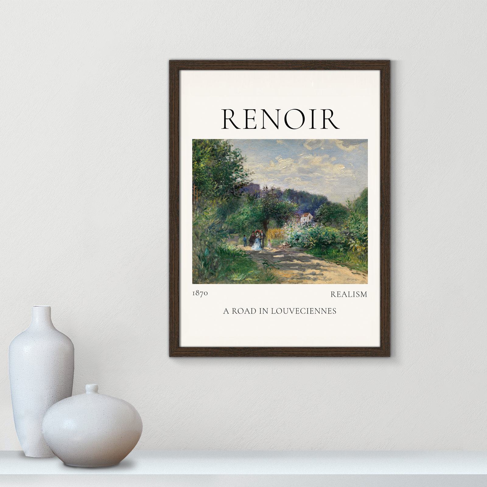 Rocchetto "A Road in Louveciennes" Print, Walnut Single Picture Frame, No, 23" H x 17" W x 0.75" D