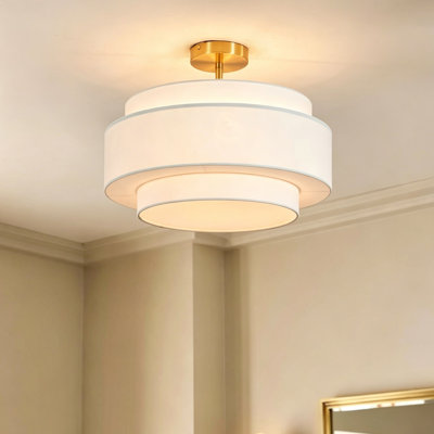 Breanna 5- Light Dimmable Tiered Fabric Shade Semi Flush Mount Light