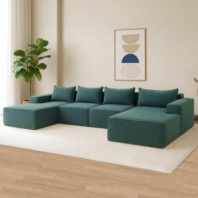 No Assembly Required 4 - Piece Chenille Sofa