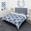 Ensemble de housse de couette transitionnel bleu et intemporel damassé Glamour Art III-109160879