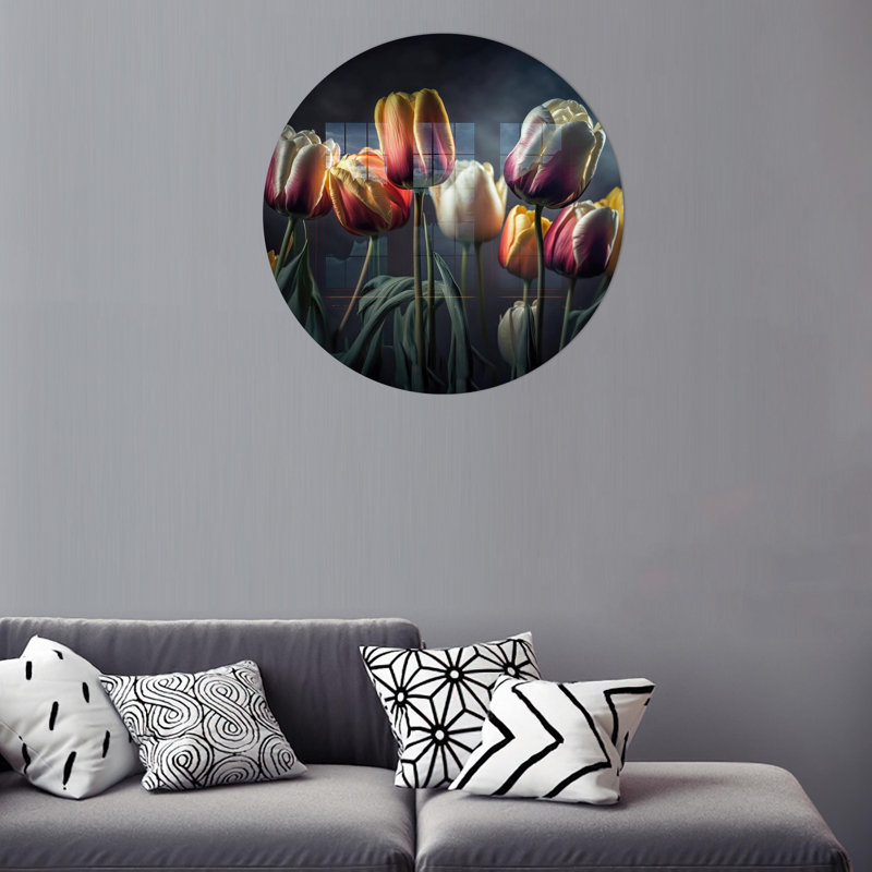 Superbe art en verre trempé tulipe parfait pour le décor du salon et idéal comme cadeau personnalisé, H 39,4 po x l 39,4 po