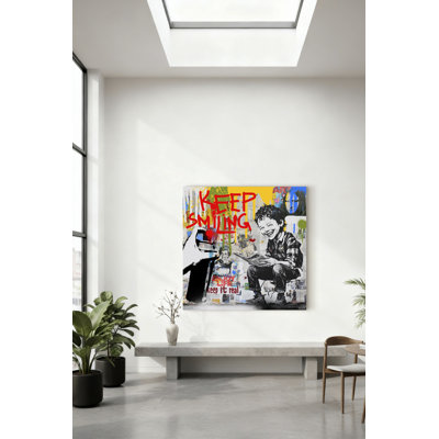 "Keep Smiling" Print on Wrapped Canvas