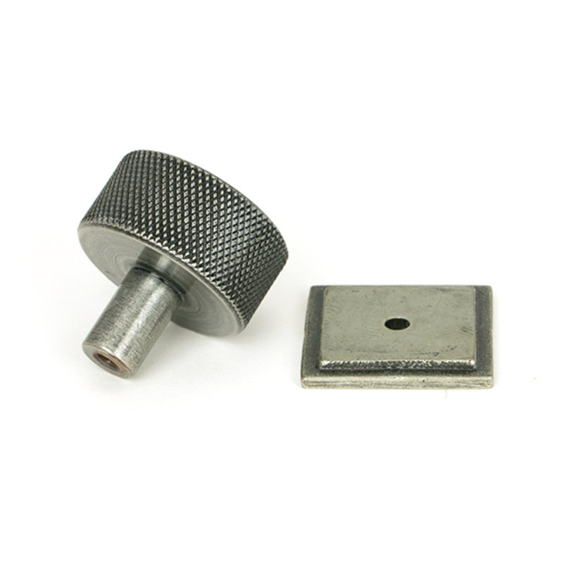 32mm Square Knob, Pewter Patina