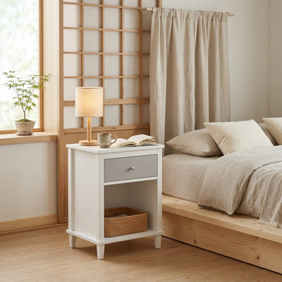 Modern Nightstand with Drawer and Open Shelf